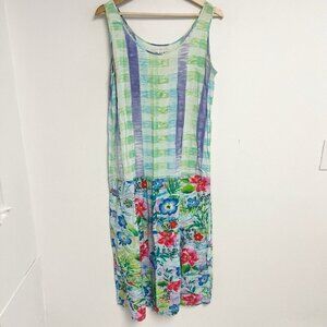 Jams World Blue Check Maxi Midi Summer Dress Womens Multicolor Sz S